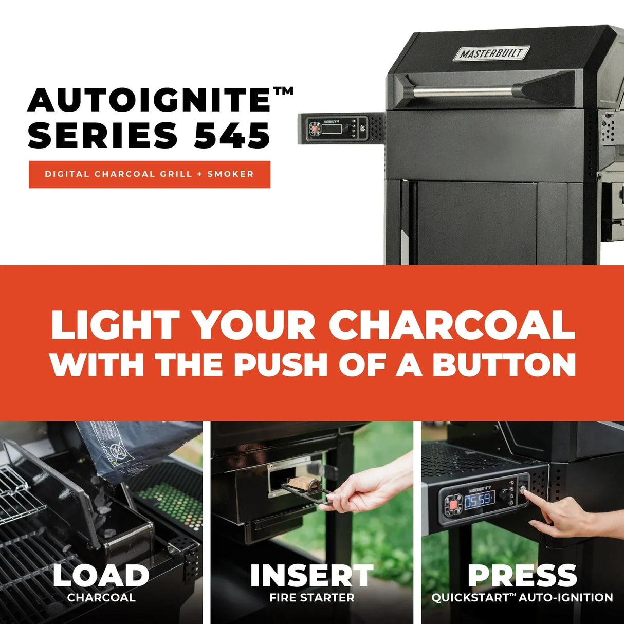 MB20041124 - AutoIgnite 545 Digital Charcoal Grill + Smoker - BBQ Québec