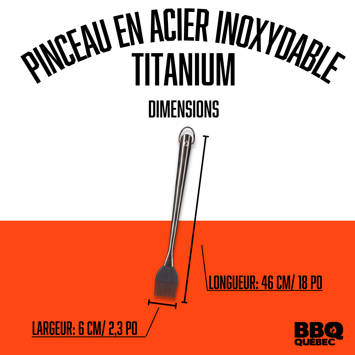 Pinceau à badigeonner en acier inoxydable de couleur titanium BBQ Québec - BBQ Québec