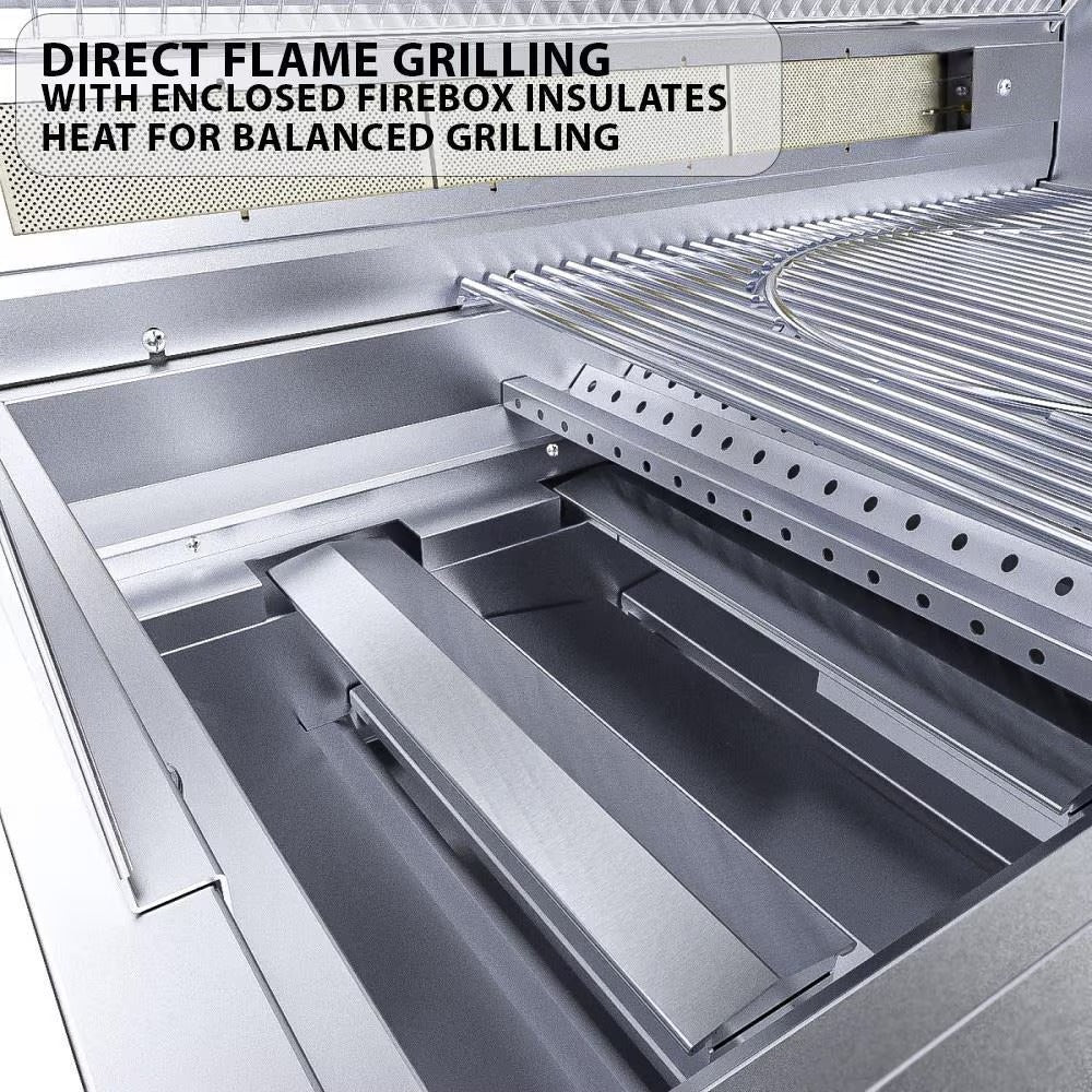 Ruby4BIR - NG – Ruby 36" à 4 brûleurs Pro - Sear avec brûleur infrarouge, moteur de rôtisserie, tige avec lumières DEL, grille de saisie haute température – gaz naturel - BBQ Québec