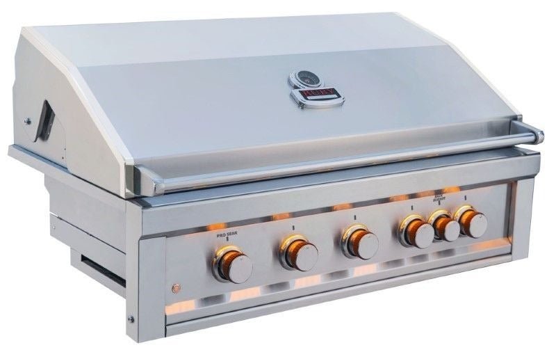Ruby5BIR - LP – Ruby 42" à 5 brûleurs Pro - Sear avec brûleur infrarouge, moteur de rôtisserie, tige avec lumières DEL, grille de saisie haute température – propane - BBQ Québec