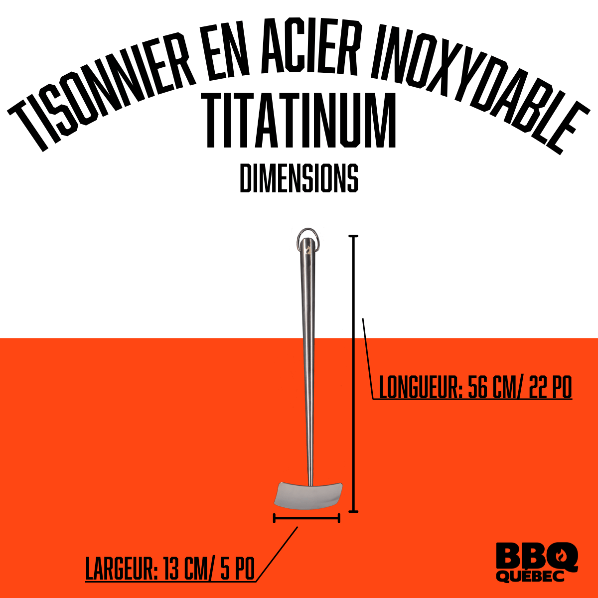 Tisonnier en acier inoxydable de couleur titanium BBQ Québec - BBQ Québec