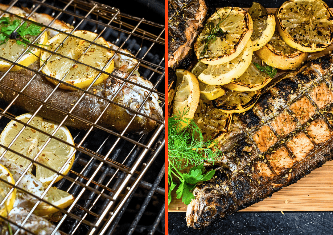 Poissons entiers grillés avec le panier à griller tout usage - BBQ Québec