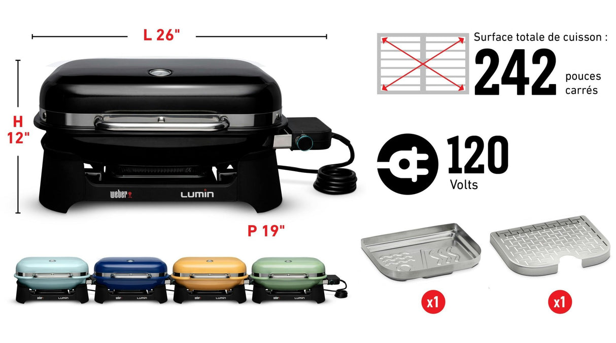 BBQ électrique Weber Lumin Noir - 92010901 - BBQ Québec