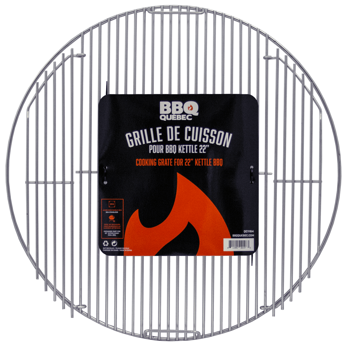 BE1184 - Grille en acier inoxydable 304 pour Kettle 22'' BBQ Québec - BBQ Québec
