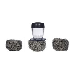 ENO - SBI53 - Kit de nettoyage plancha émaillée 3 boules en stainless et 1 support - BBQ Québec