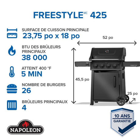 F425DPMK - 1 - Napoleon - Freestyle 425 noir mat - LP - BBQ Québec