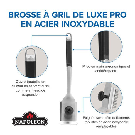 GABR007 - Brosse pour gril en acier inoxydable, qualité supérieure - BBQ Québec