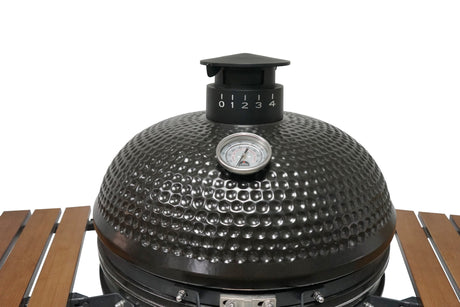 GLB1800HN - GLAMOUR KAMADO 18" AU CHARBON, CONST. EN CÉRAMIQUE NOIR - BBQ Québec