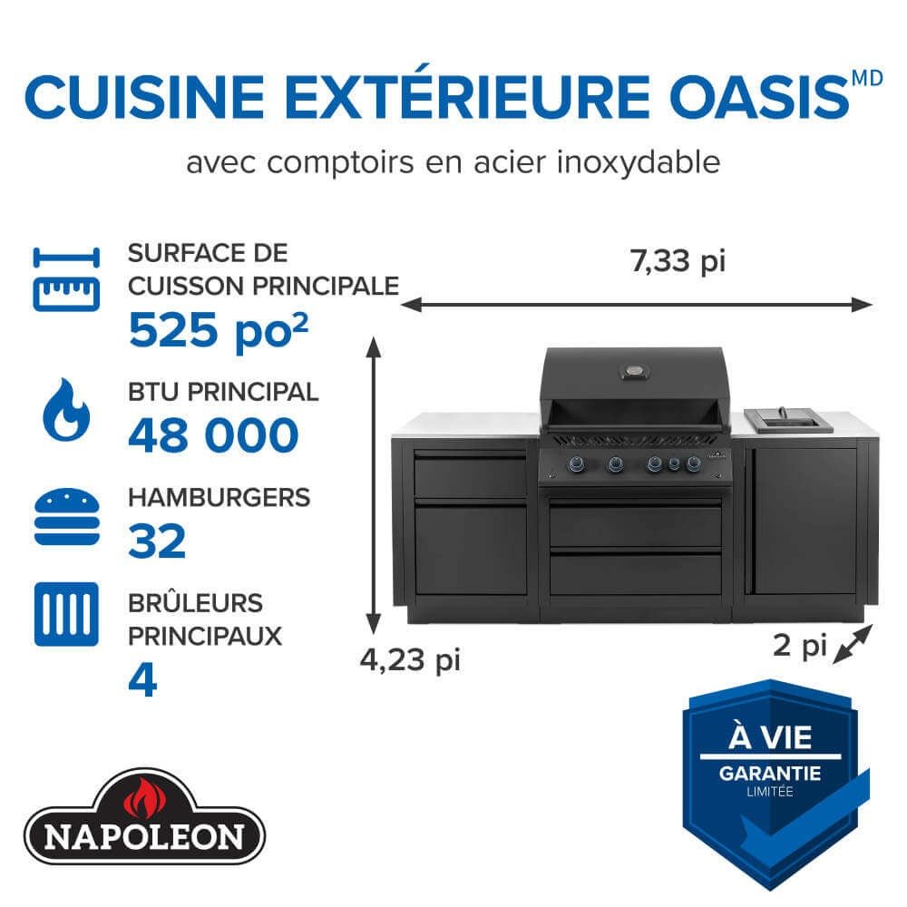 OOK-002 - Napoleon Cuisine OASIS Built-In 32" Comptoir Stainless Phantom LP - BBQ Québec