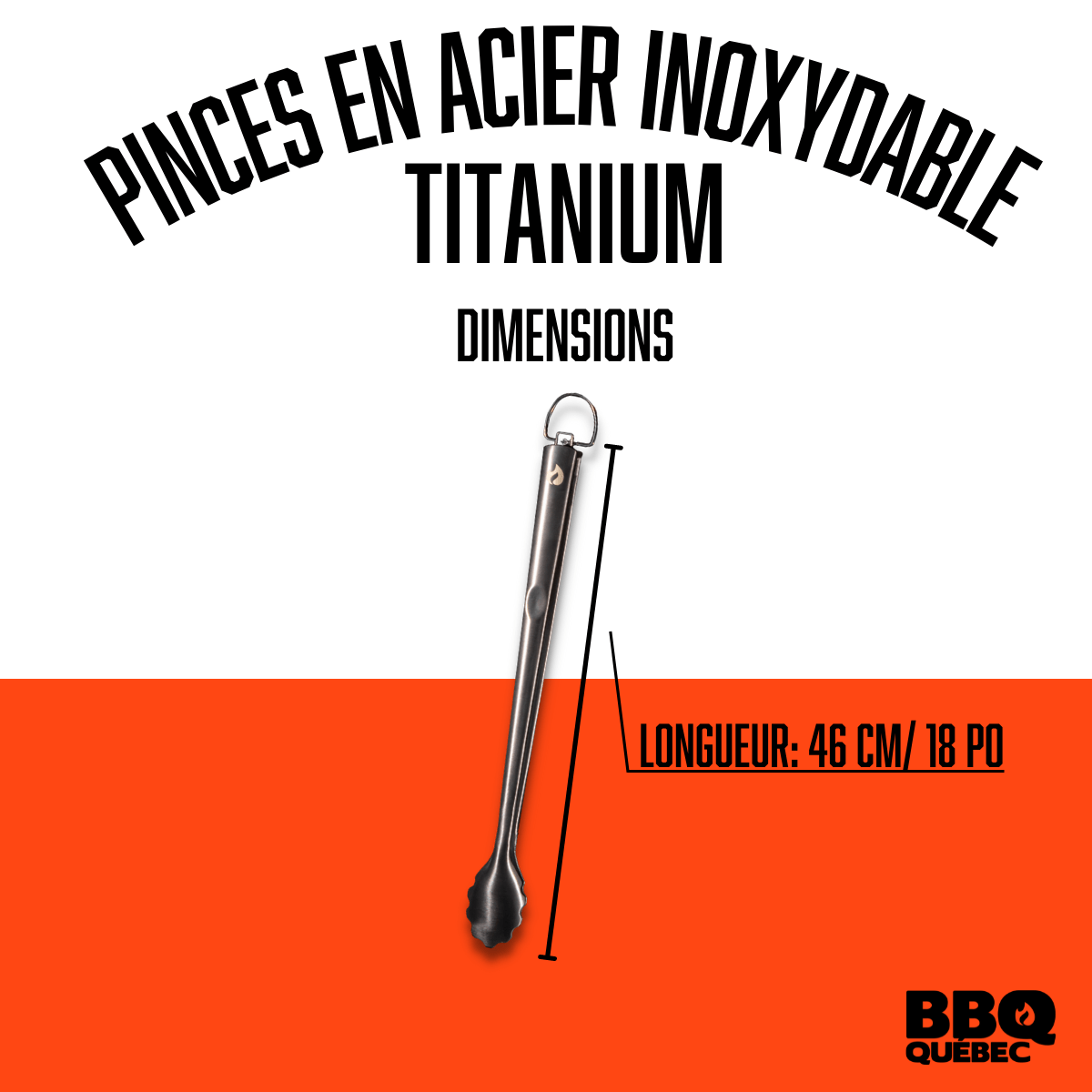 Pinces en acier inoxydable de couleur titanium BBQ Québec - BBQ Québec