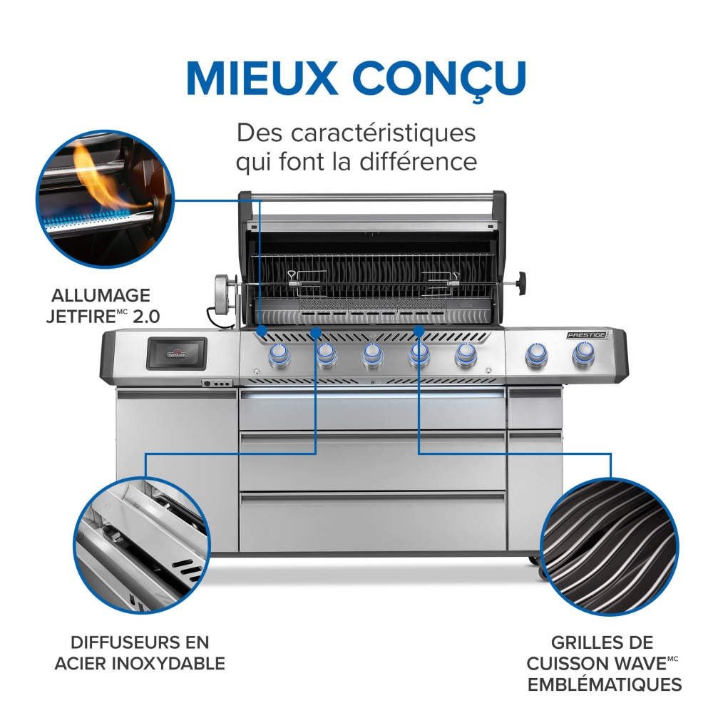 PRO665VXRSIBPSS - Gril Prestige PRO 665 Élite au propane avec technologie intelligente et boîte à fumage électrique - BBQ Québec