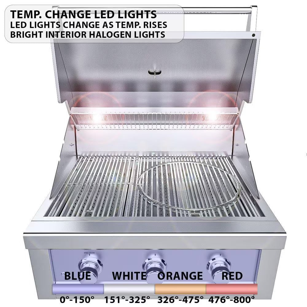 Ruby3B - LP – Ruby 30" à 3 brûleurs Pro - Sear avec lumières DEL, grille de saisie haute température, propane - BBQ Québec